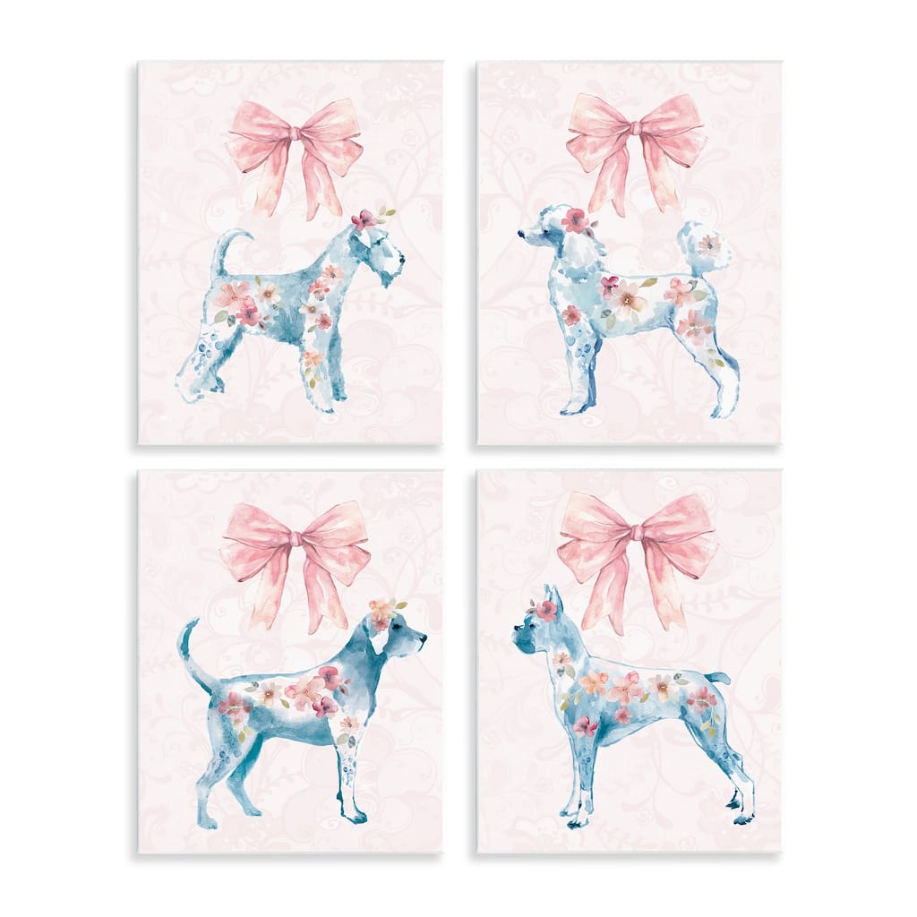 Stupell Chic Stylish Pastel Dogs Wall Plaque Art Design By Carol Robinson (Set of 4)