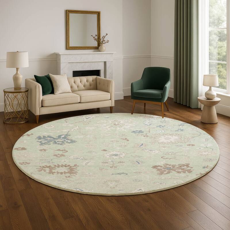 Premium Washable Super Soft Traditional Avanti Mayfield Rug - Aloe - 8' x 8'