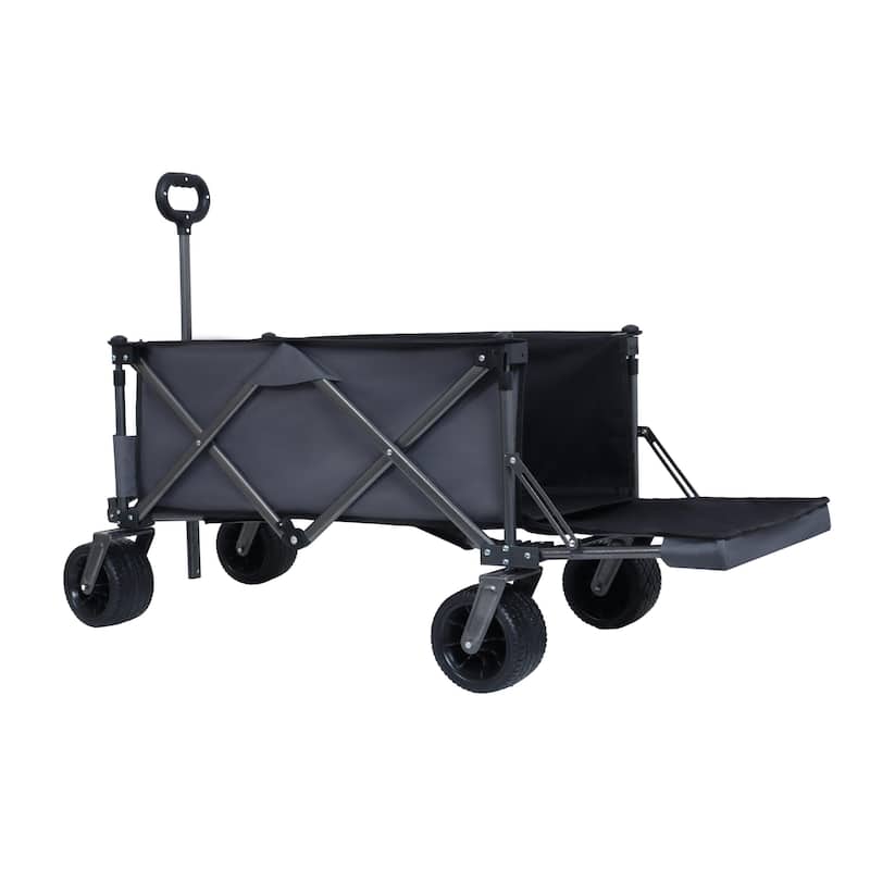 Heavy-Duty Folding Utility Cart with Extended Tailgate - 7x4 Inch All-Terrain Tires for Beach, Garden & Camping