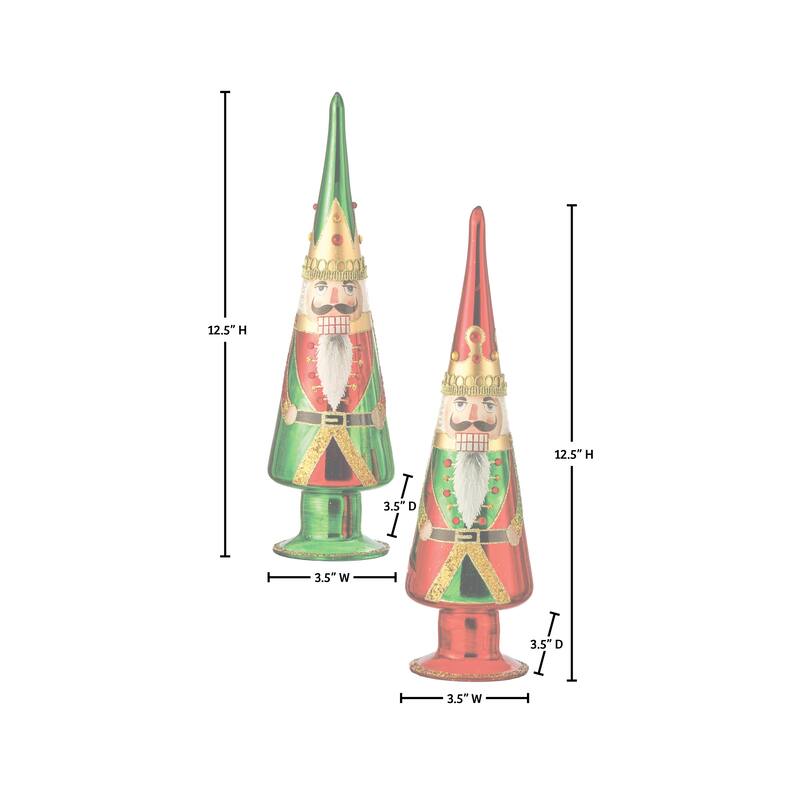 12.5" Glass Soldier Final Tree Set of 2