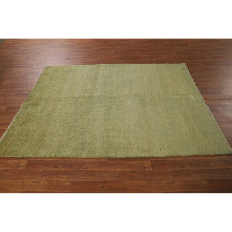 Light Green Modern Gabbeh Oriental Area Rug Handmade Wool Carpet - 4'11" x 6'7"