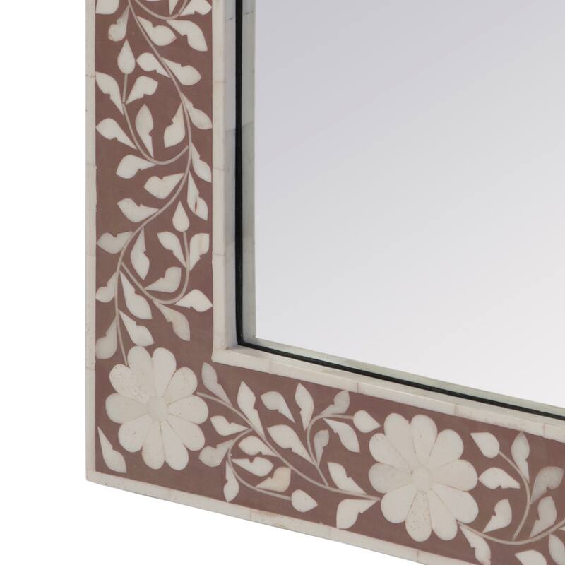 Vivienne 16 in. W x 24 in. H Rectangular Bone Inlay Horizontal or Vertical Hanging Accent Wall Mirror