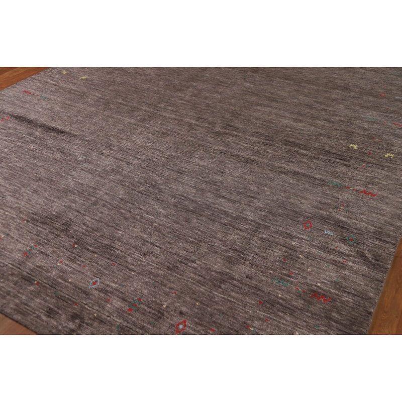 Hand Knotted Oriental 100% Wool Carpet Tribal Tribal Brown Gabbeh Area Rug - 9' 11'' X 7' 11''