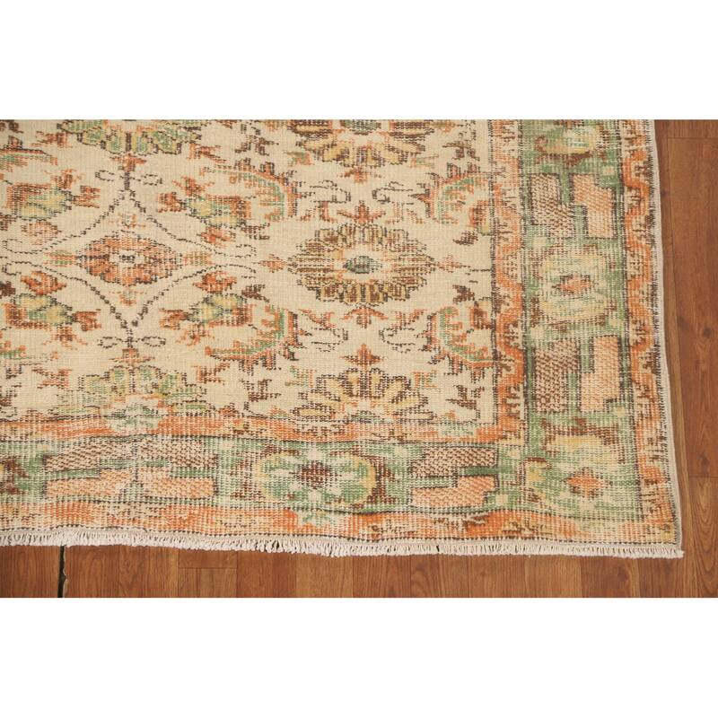 Distressed Sparta Turkish Vintage Area Rug Hand-Knotted Wool Carpet - 5'3"x 8'11"