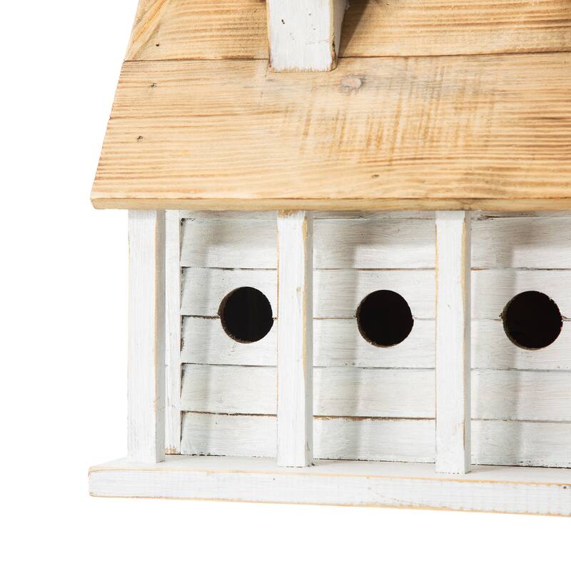 Glitzhome 14.25"L Wood Distressed Solid Wood Cottage Birdhouse