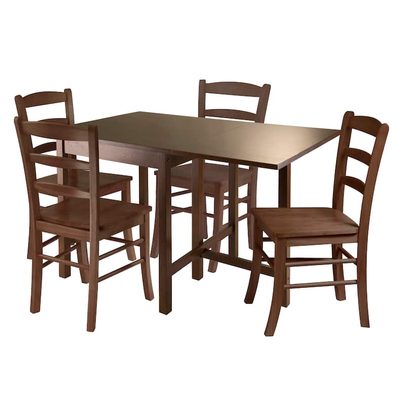 5-Pc Dining Table with Ladder-back Chairs, Walnut - Walnut