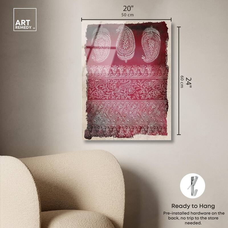 Burgundy Stamps Acrylic by Art Remedy, Ready to Hang