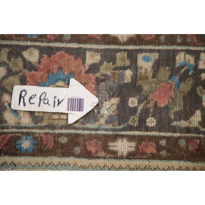 Hand Knotted Oriental 100% Wool Carpet Traditional Floral Green Tabriz Area Rug - 9' 5'' X 6' 4''