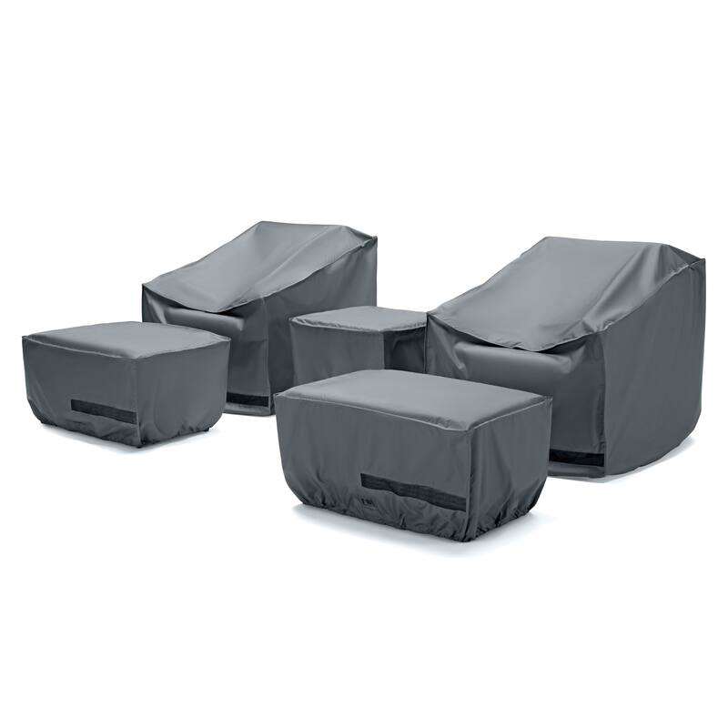 Mili 5 Piece Polyester Outdoor Patio Deluxe Furniture Covers - Grey