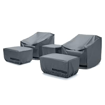 Milo 5 Piece Polyester Outdoor Patio Deluxe Furniture Covers - Grey