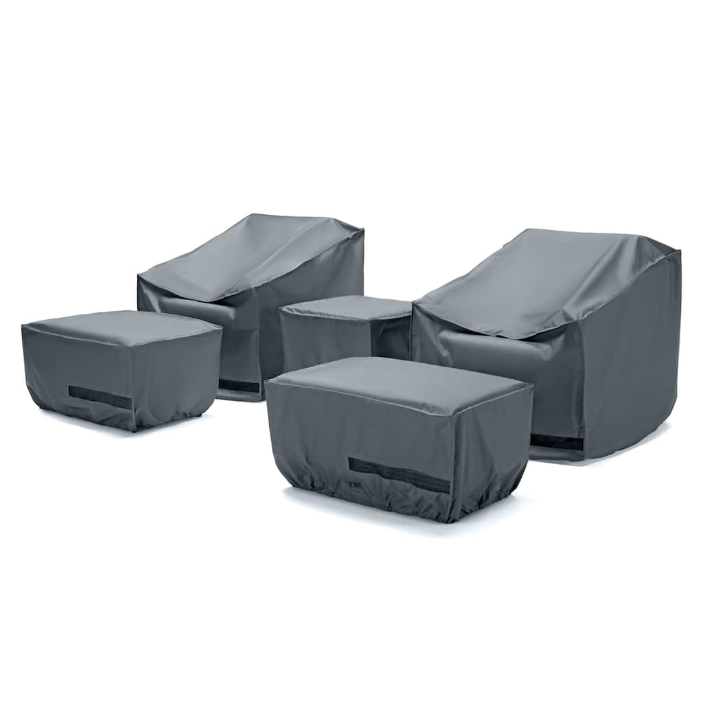 Milo 5 Piece Polyester Outdoor Patio Deluxe Furniture Covers - Grey