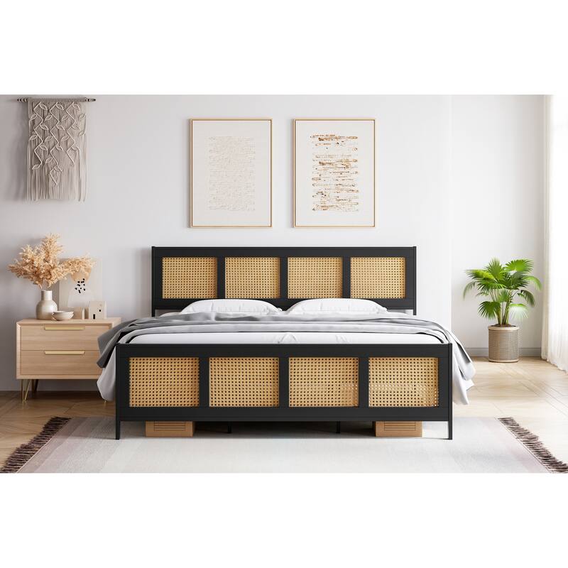 Bed Frame with Rattan Headboard and Footboard On Sale Bed Bath & Beyond 39491223