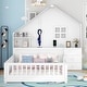 preview thumbnail 39 of 46, Full Size Wooden House Bed with Bedside Drawers & Shelves, House-Shaped Platform Bed with Power Outlet & USB Port for Kids Teens White - Full