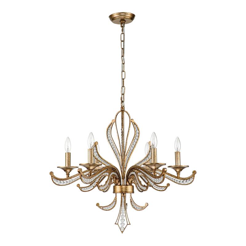 6-Light Modern Glam Sputnik Antique Candle Drum Crystal Chandelier