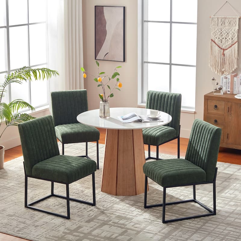 Mid Century Modern Dining Chair with Black Metal Legs