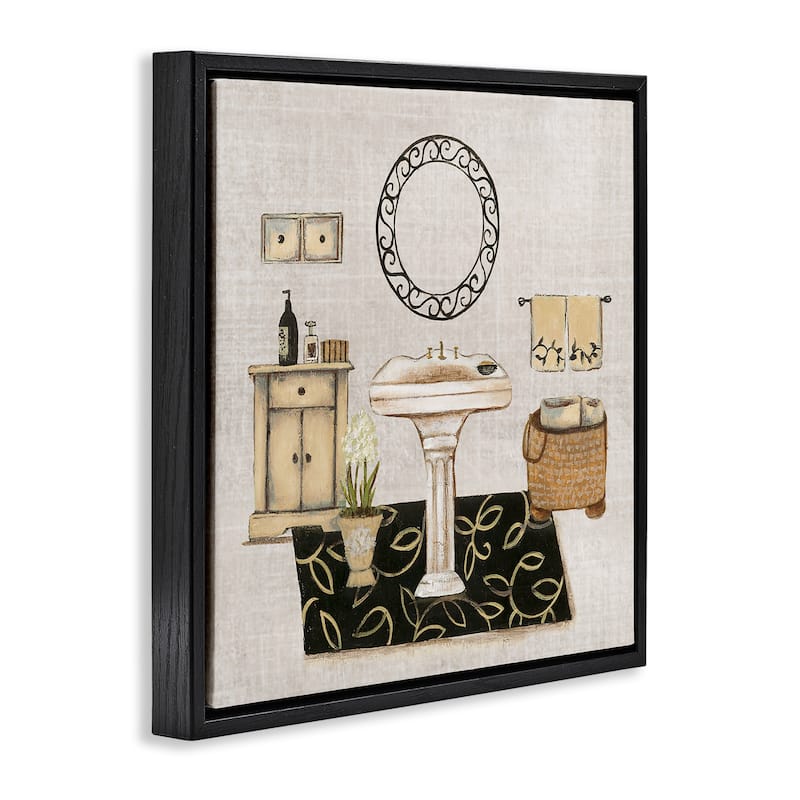 Stupell Vintage Luxurious Bathroom Framed Floater Canvas Wall Art Design By Janet Tava