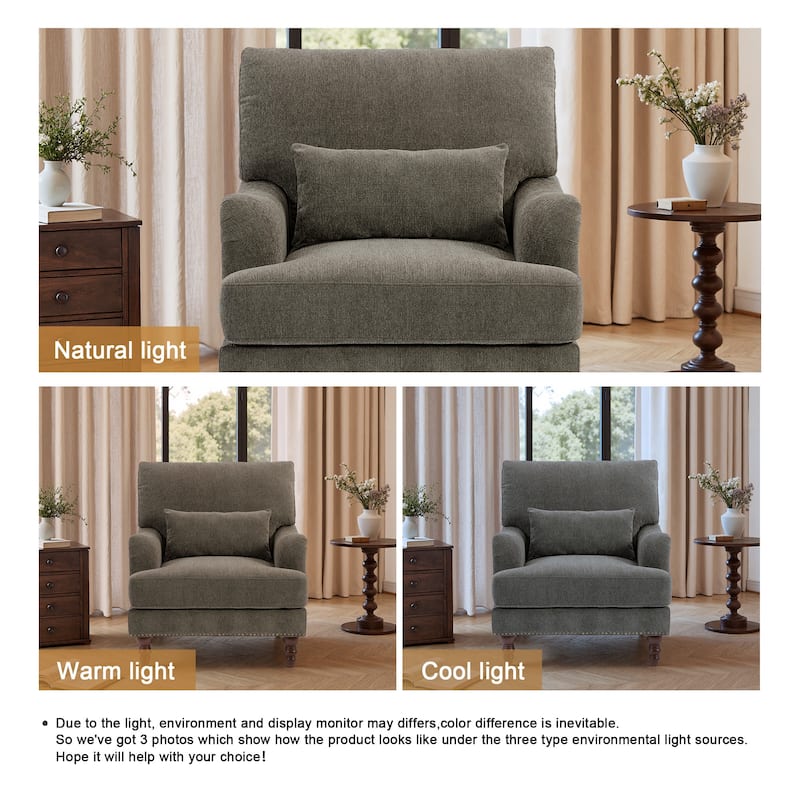 Set of 2 Mid Century Chenille Upholstered Accent Chairs