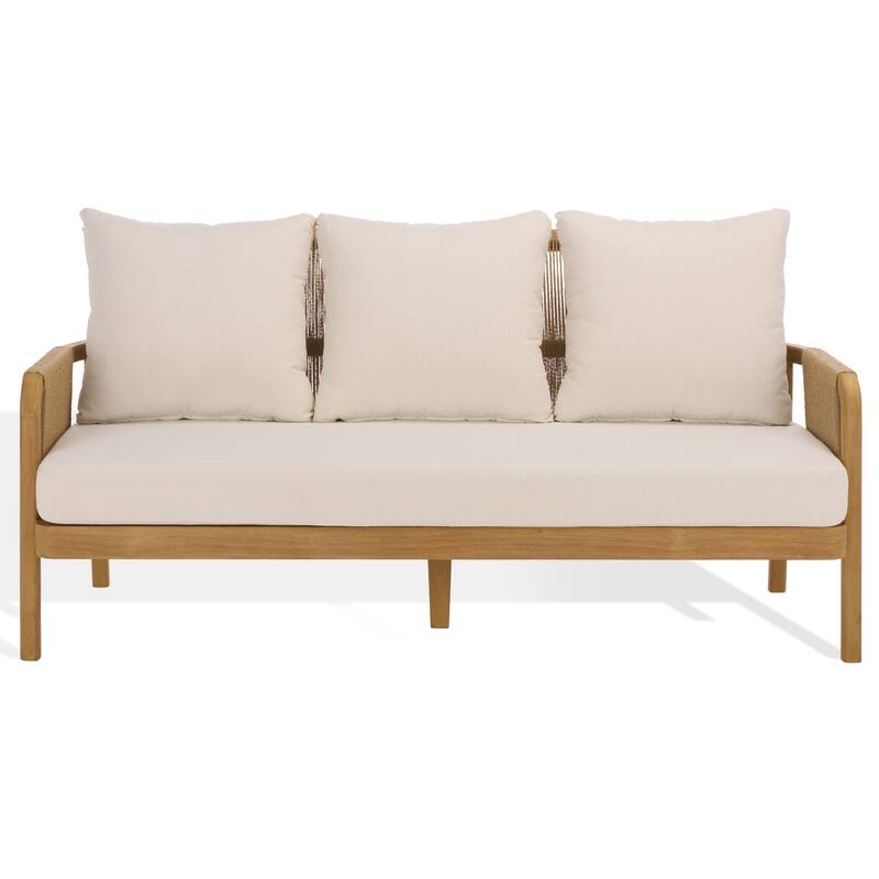 SAFAVIEH Couture Rogers Teak & Hyacinth Sofa - 69"W x 34"D x 34"H