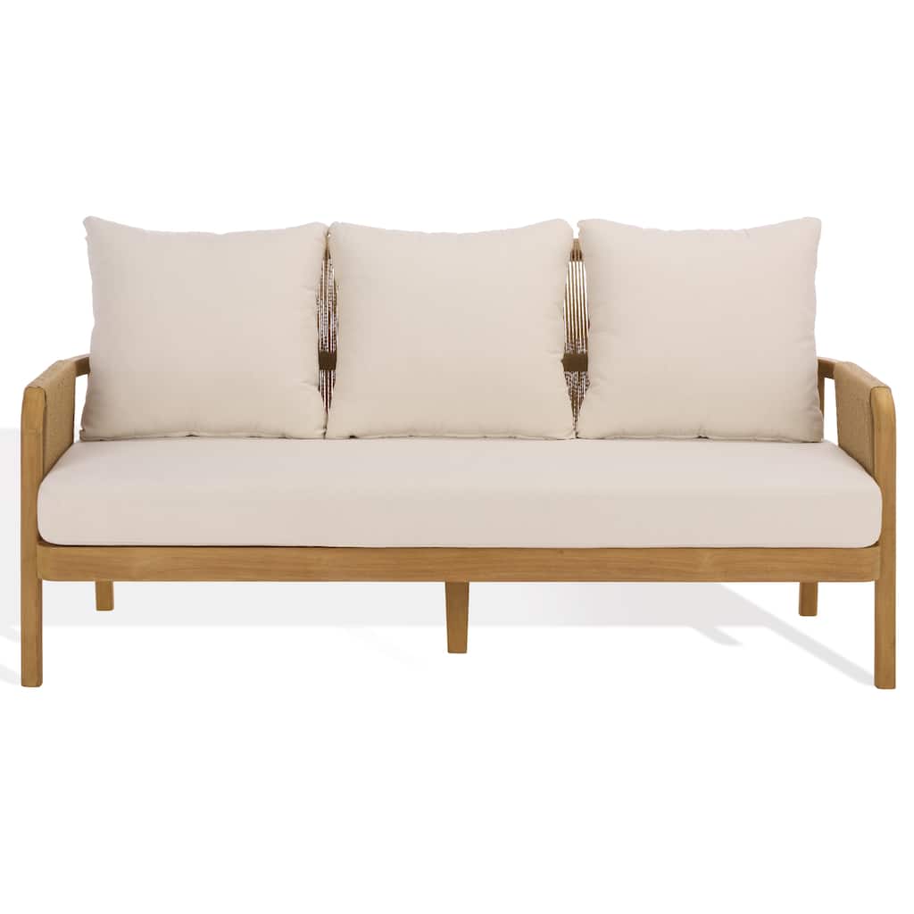 SAFAVIEH Couture Rogers Teak & Hyacinth Sofa - 69"W x 34"D x 34"H