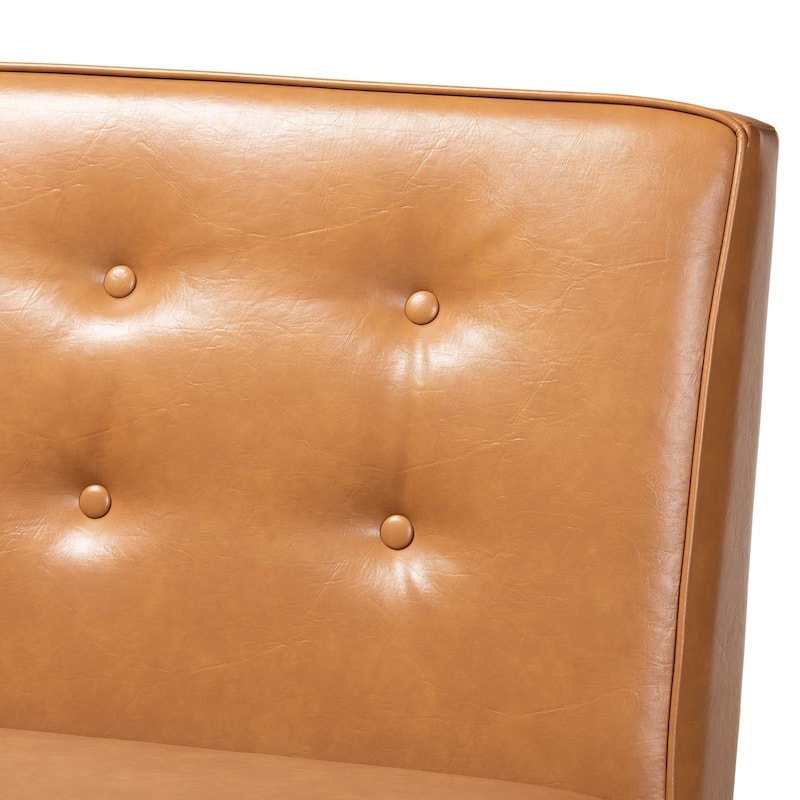 Arvid Tan Faux Leather and Walnut Wood 2-PC Dining Nook Banquette Set