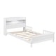 preview thumbnail 46 of 77, Pine Wood Platform Bed Low-Profile Bed Frame with Storage Headboard, Motion Sensor LED Light, Movable Guardrail, Slats Support