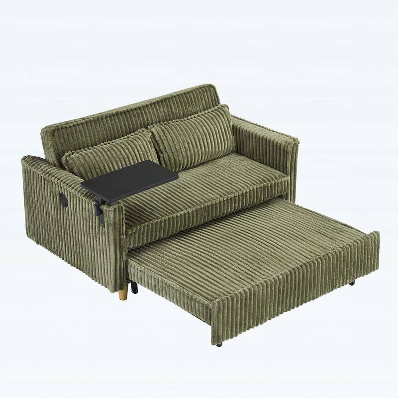 Pull-Out and Push-In Sofa with Movable Tabletop and USB Ports, Ideal for Living Rooms and Bedrooms