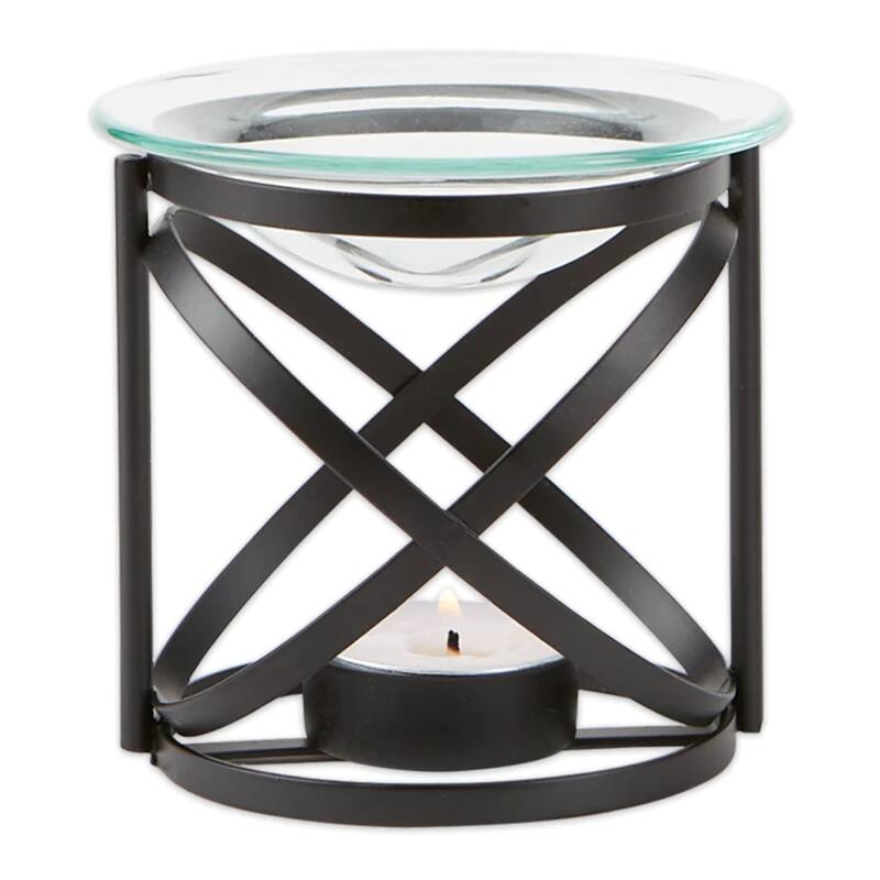 Orbital Candle Oil Warmer with Stand - 3.5" - Black and Clear