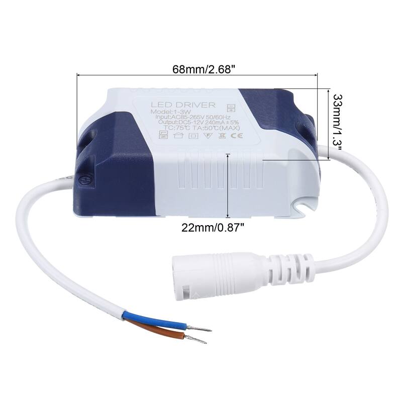 2x LED Driver AC 85-265V Output Female Connector Rectifier Transformer - 1-3W, DC5-12V