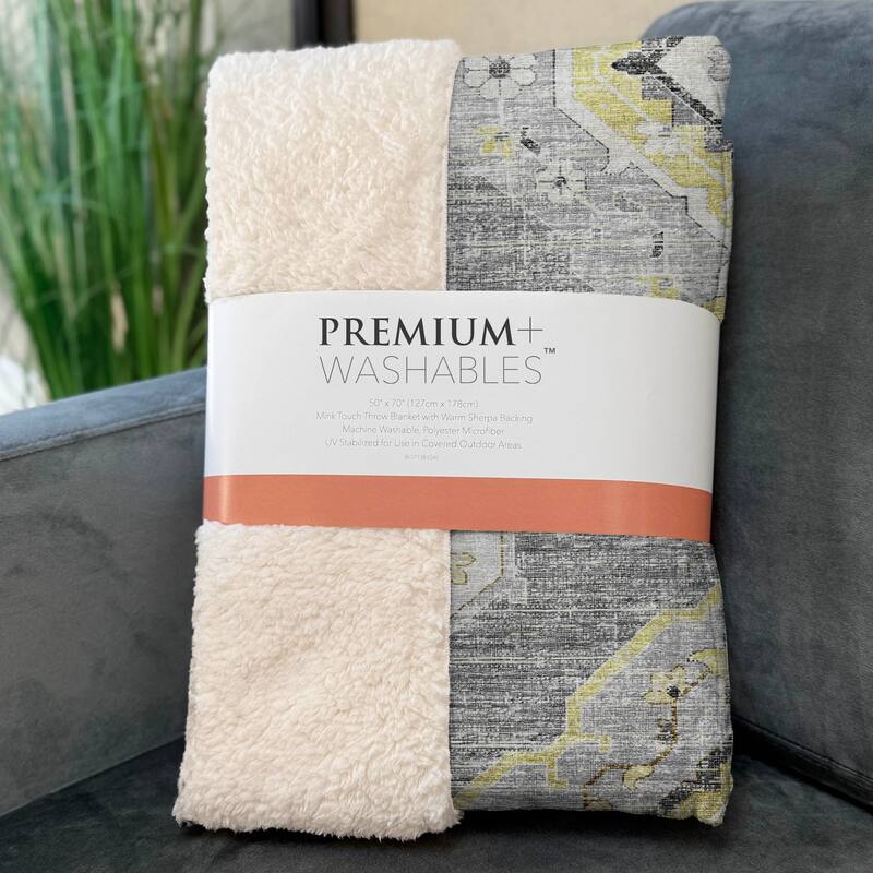 Premium Machine Washable ASB91 Boho Traditional Sherpa Throw Blanket
