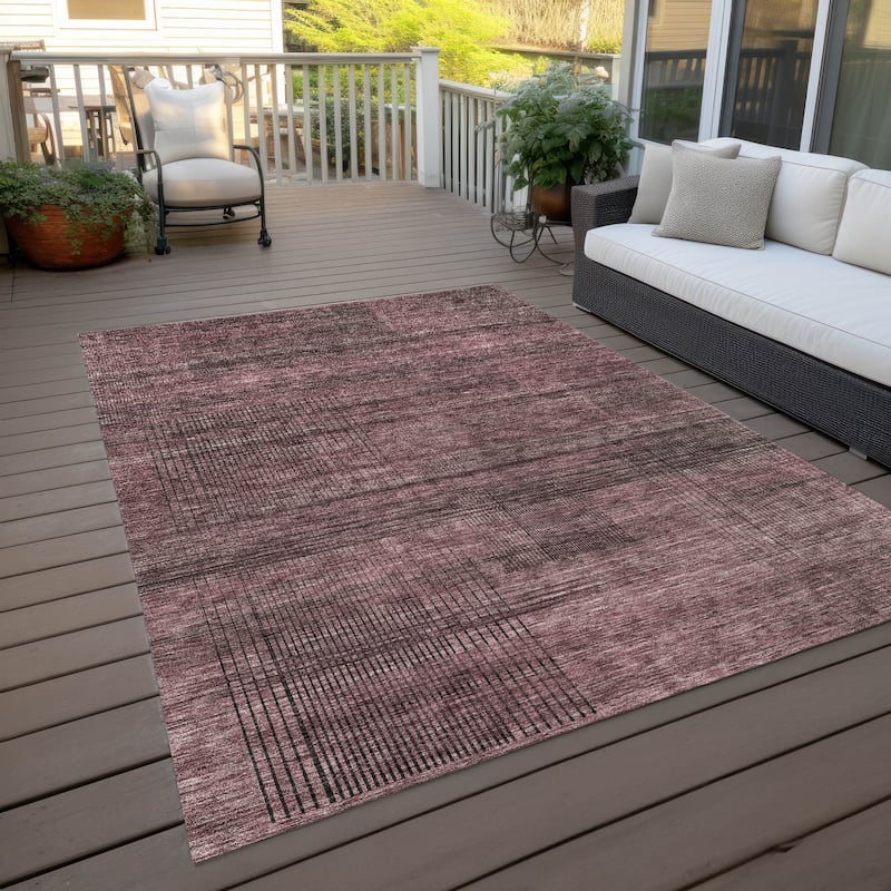 Machine Washable Indoor/ Outdoor Chantille Contemporary Imprints Rug