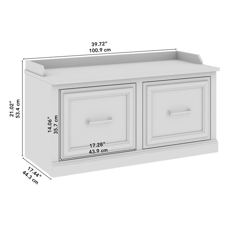 Woodland 40W Shoe Storage Bench with Doors by Bush Furniture
