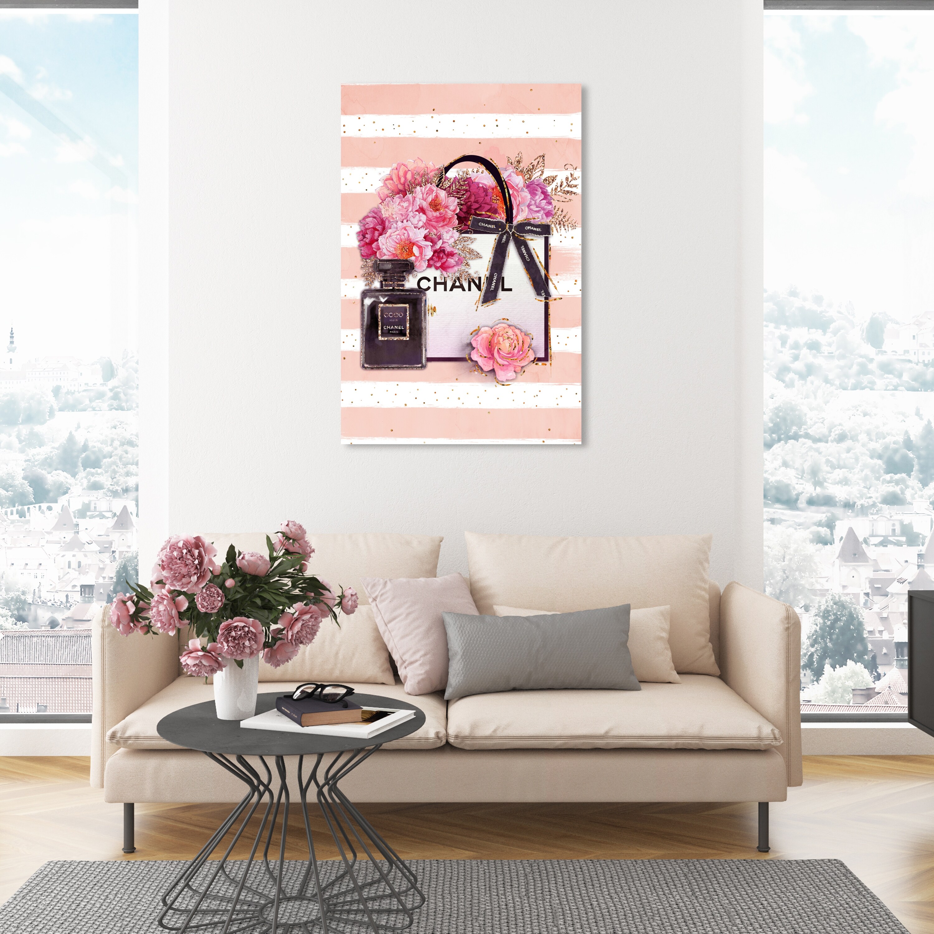 新品 オリバーガル OliverGal Fabulous Shopper Bag Oliver Gal 'Shopping Bag and Floral Blush' Glam Pink Wall Art