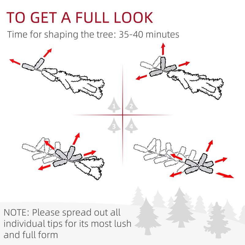 7.5ft Unlit Snow-Flocked Pine Tree, 668 Tips for a Realistic Winter Look