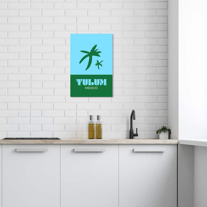 Wynwood Studio Canvas Nautical and Coastal Travel to Tulum Blue and Celeste Tropical Wall Art Canvas Print - 24 x 16