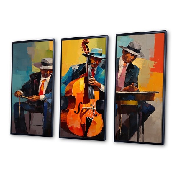 Designart - Jazz Trio With Hats Retro Groovy - Musician Wall Art