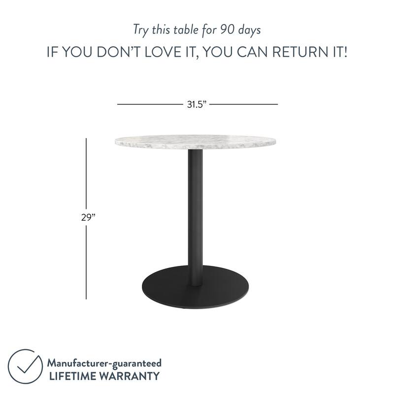 Nathan James Lucy White Faux Marble Table Top Black Base Dining Table