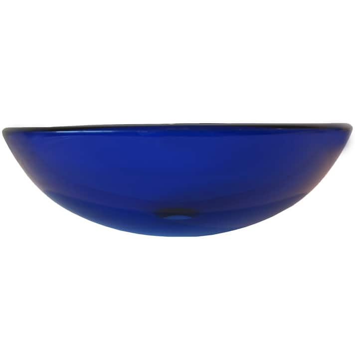 Miseno Circular 16-1/2" Tempered Glass Vessel Bathroom Sink with Drain