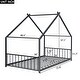 preview thumbnail 9 of 7, Black Twin Size Metal House Bed with Fence & Back
