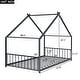 preview thumbnail 20 of 58, Metal House Bed with Roof, Fence and Back for Kids, Boys and Girls, Bedroom