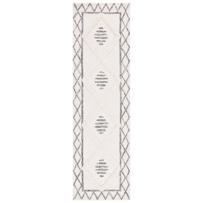 SAFAVIEH Handmade Casablanca Gizi Wool Rug - 2'3" x 8' Runner - Ivory/Black