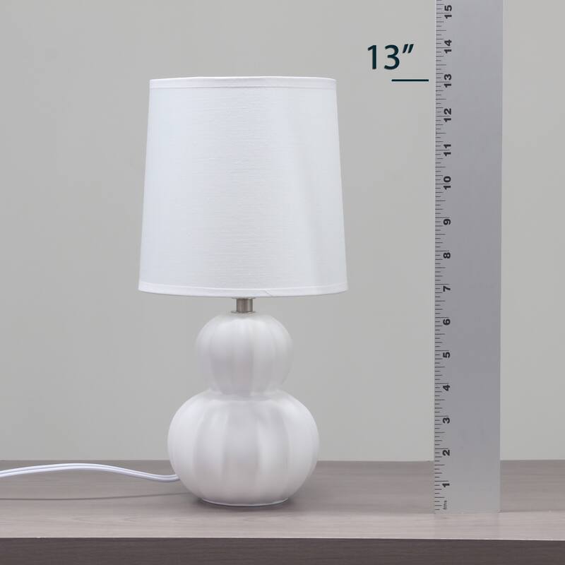 Stacked Double Gourd Ceramic Table Lamp with Tapered Shade - 12.5" - Off White