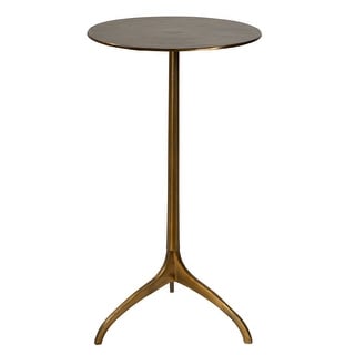 25" Gold Solid Round Tripod Accent Table