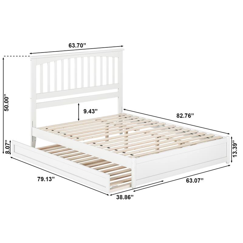 Everett Platform Bed with Panel Footboard and Twin XL Trundle