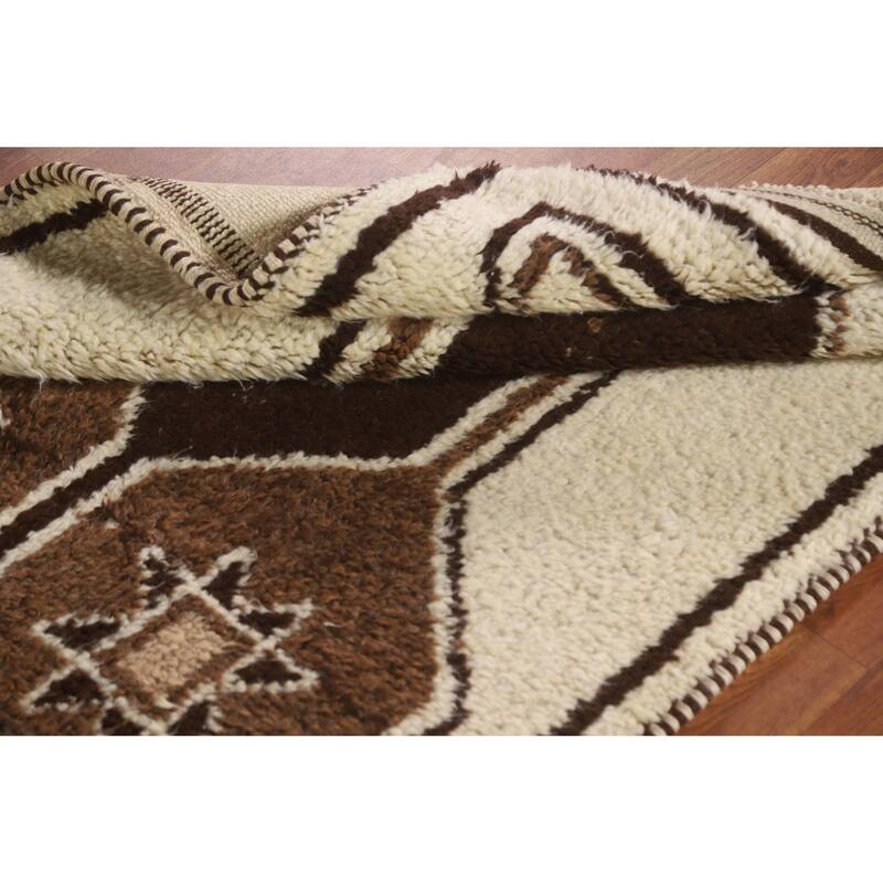 Anatolian Beige Tribal Turkish Runner Rug Handmade Wool Carpet - 3'7"x 10'4"