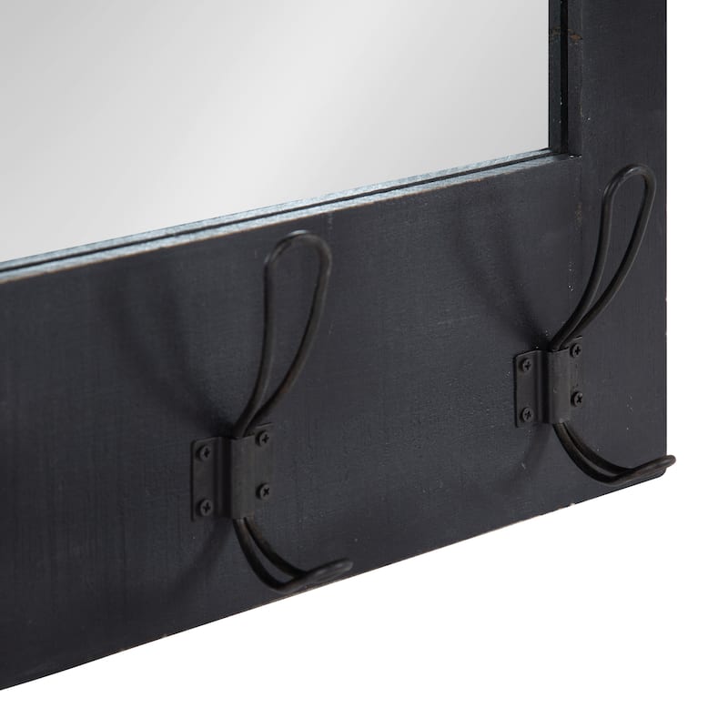 Kate and Laurel Cates Wood Framed Wall Mirror with Hooks