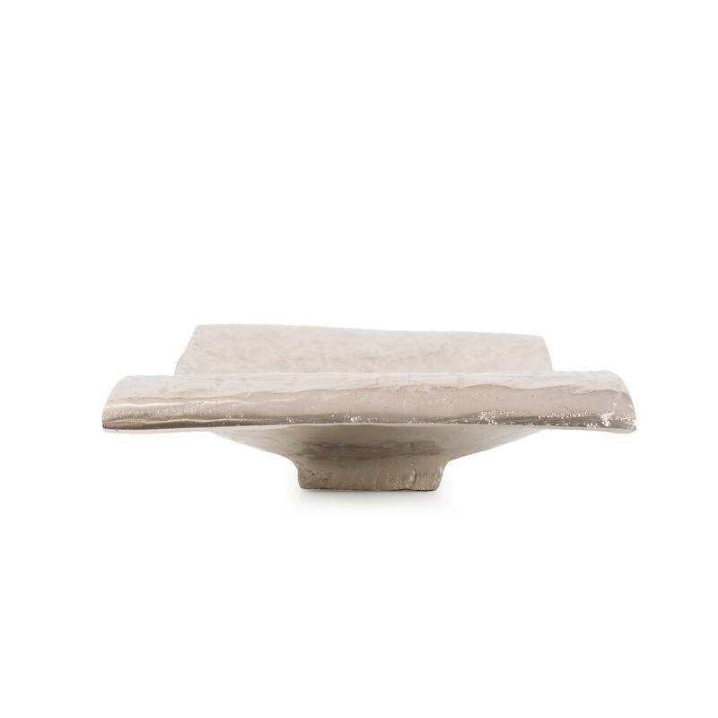Silver Orchid Scrolled Small Metal Tray - N/A