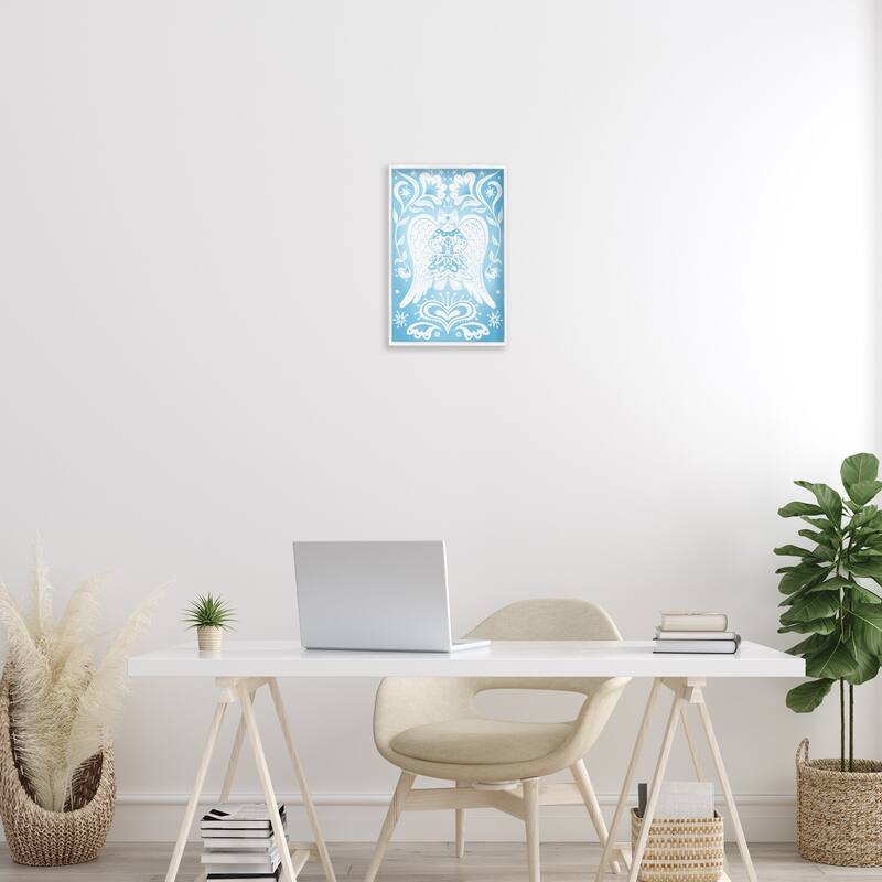 Stupell Symmetrical Patterned Angel Cat Framed Giclee Art Design By Hannah Moren