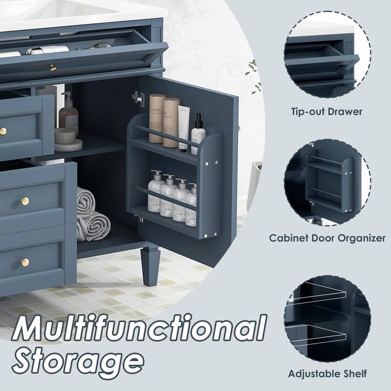 36'' Bathroom Vanity with Top Sink, 3 Drawers for Stylish Storage