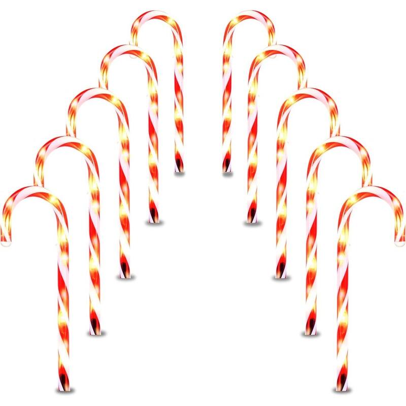 12Pcs Christmas Candy Cane Pathway, 12" - White and Red