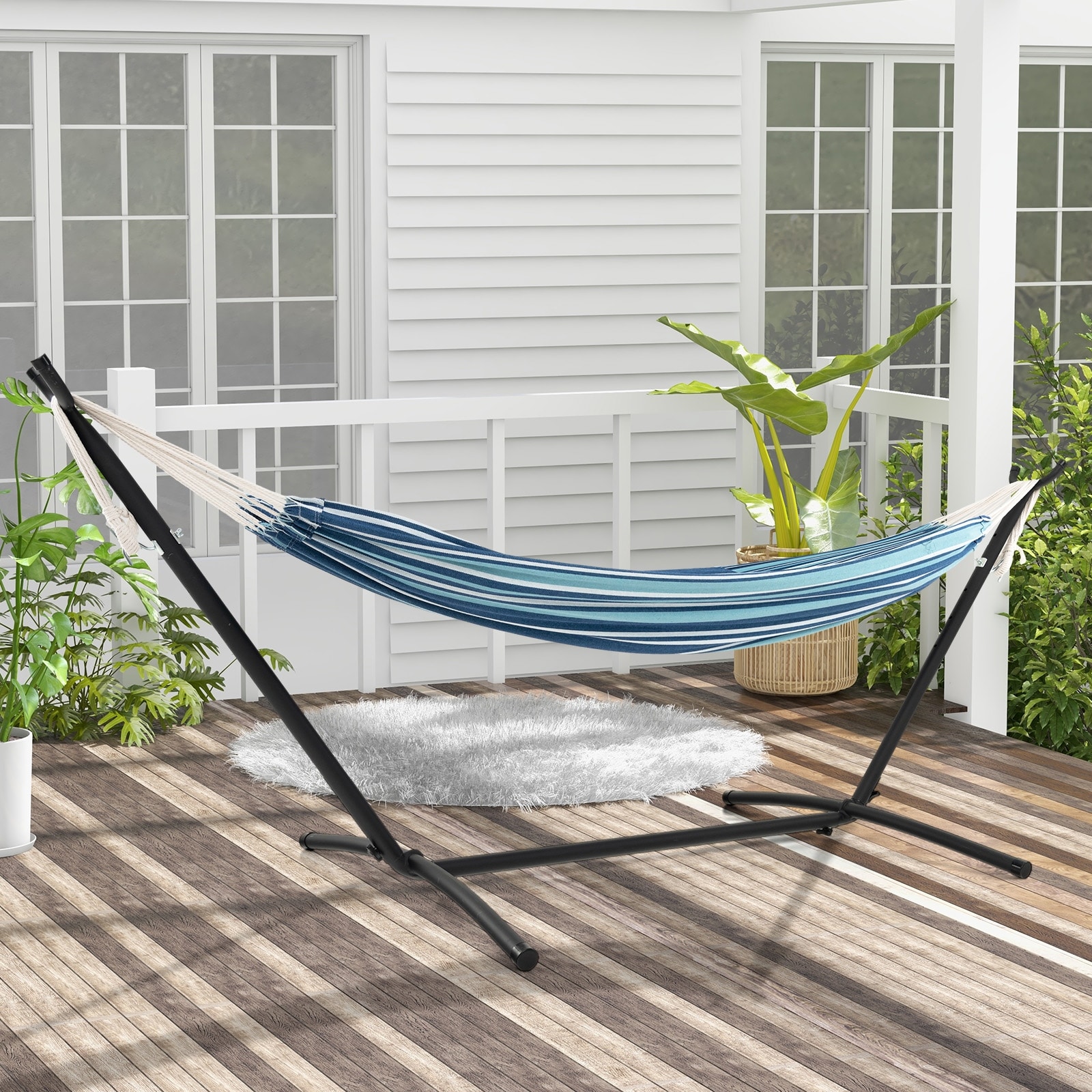 Portable Indoor Outdoor 2-Person Double Hammock Set with Stand and Carrying  Cases - 79\, image size:1600x1600